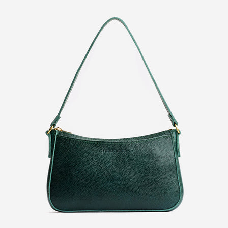 Forest Green | Petite bean shaped shoulder bag with a zipper closure