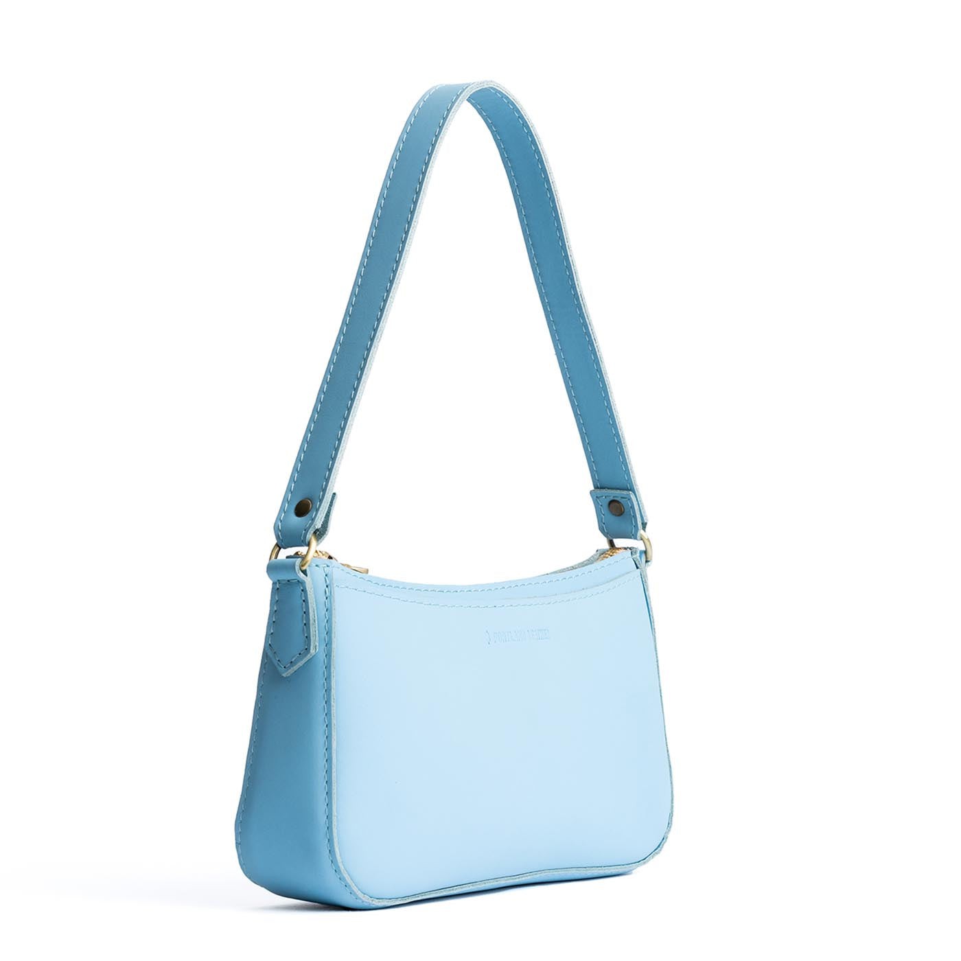 Glacial Blue | Petite bean shaped shoulder bag with a zipper closure