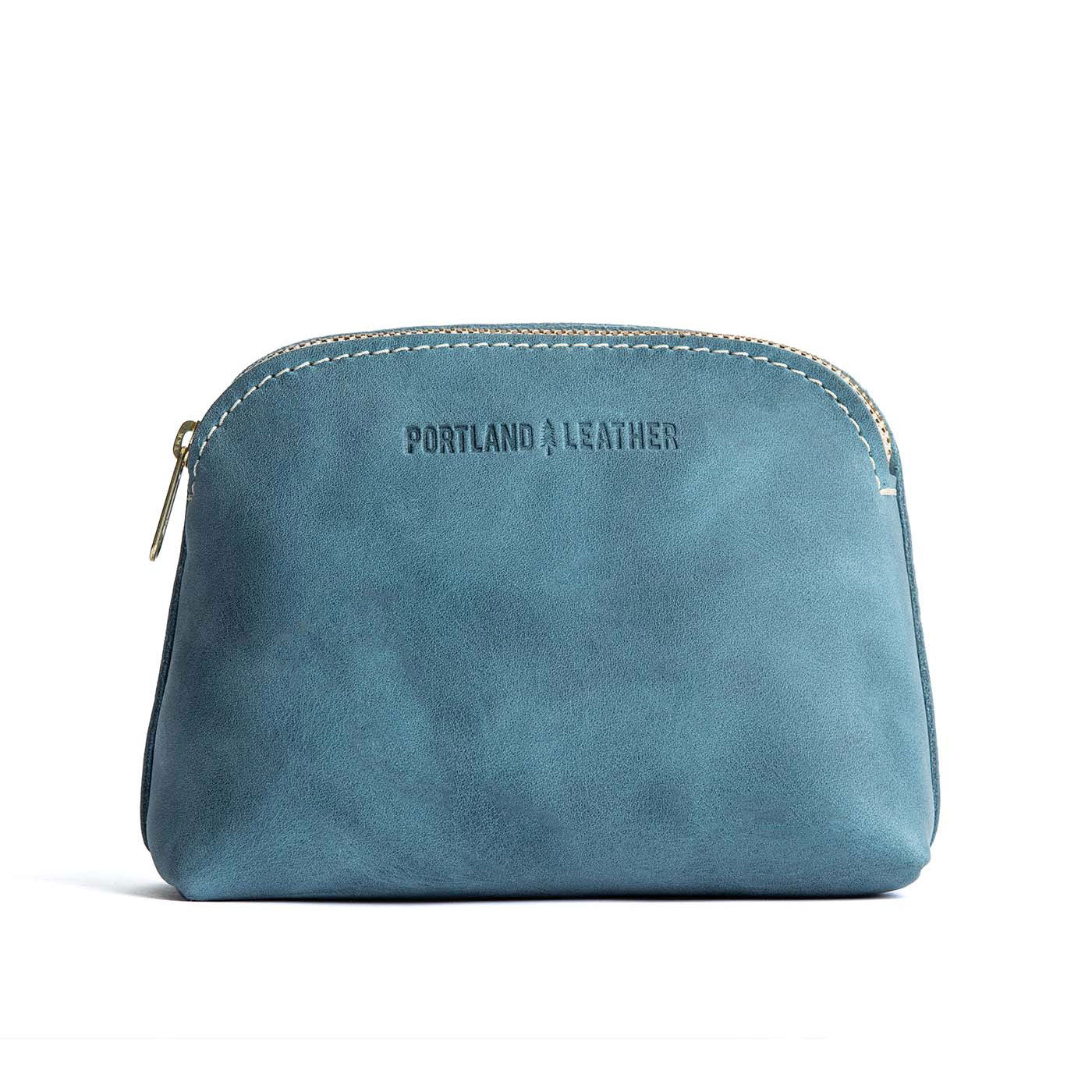 Aqua*Classic | Compact leather pouch with top zipper