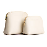 Bone | Compact leather pouch with top zipper