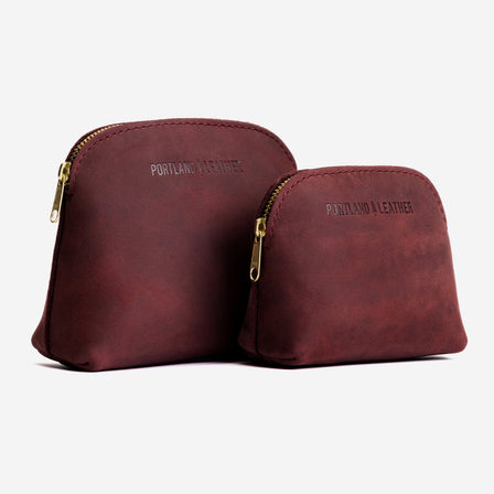 Merlot*Mini | Compact leather pouch with top zipper