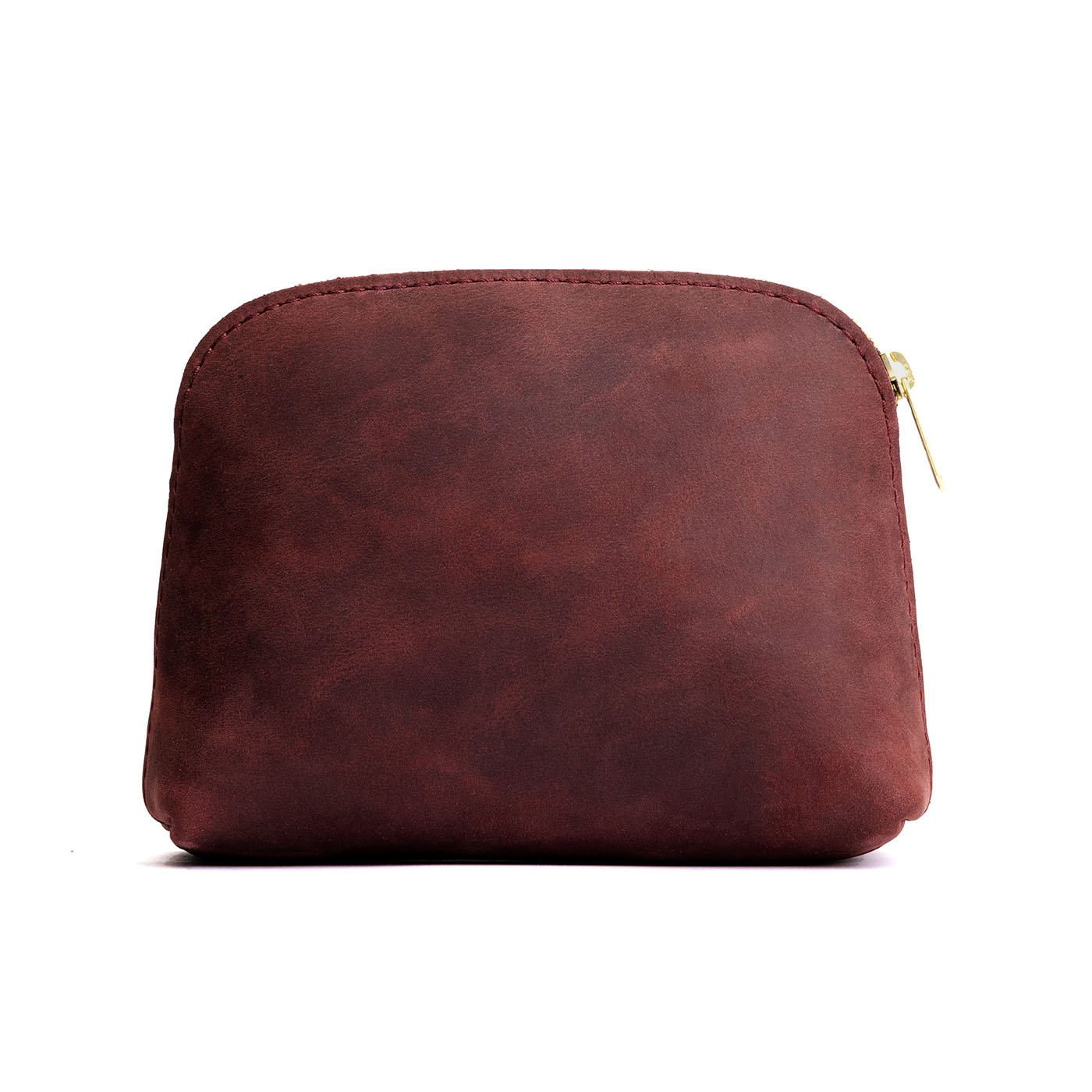 Merlot*Classic | Compact leather pouch with top zipper