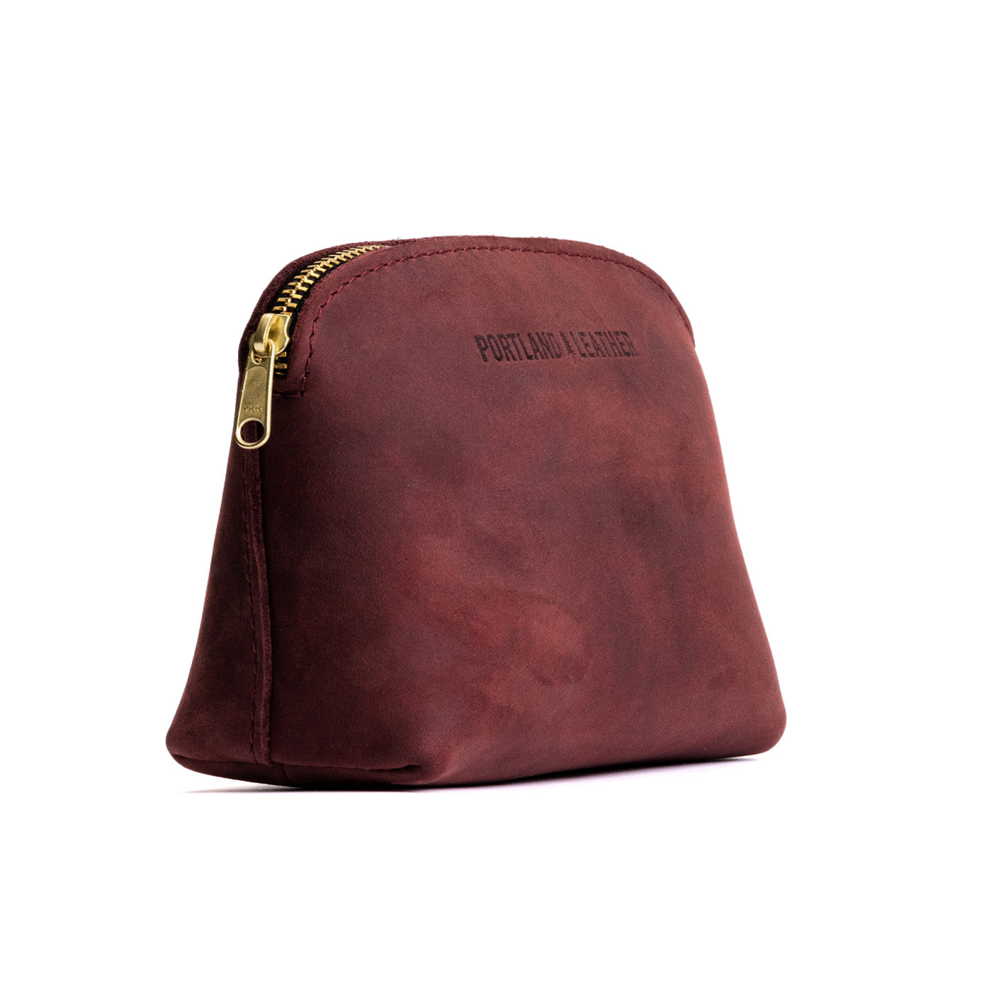 Merlot*Classic | Compact leather pouch with top zipper