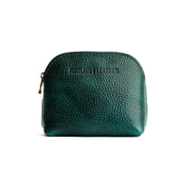 Forest Green*Mini | Compact leather pouch with top zipper