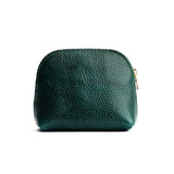 Forest Green Mini | Compact leather pouch with top zipper