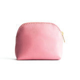 Vintage Pink Mini | Compact leather pouch with top zipper