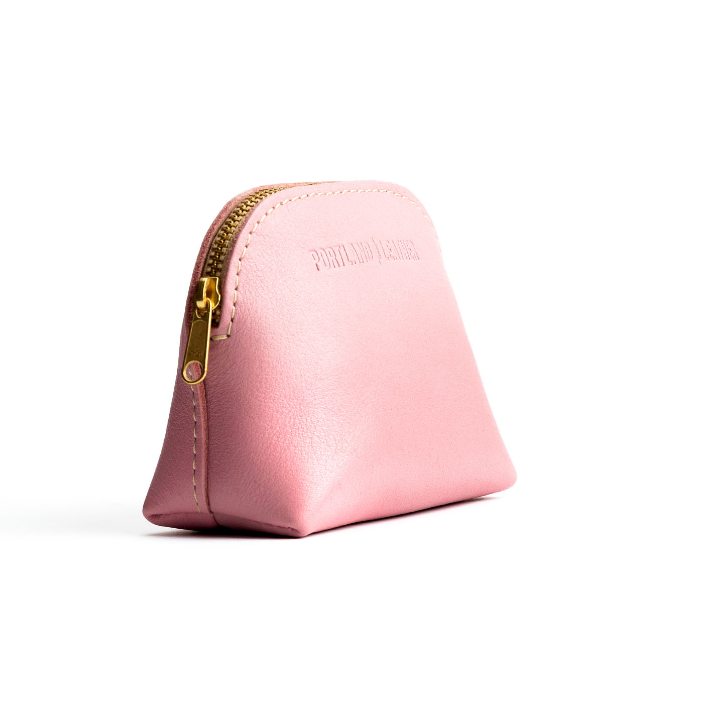 Vintage Pink*Mini | Compact leather pouch with top zipper