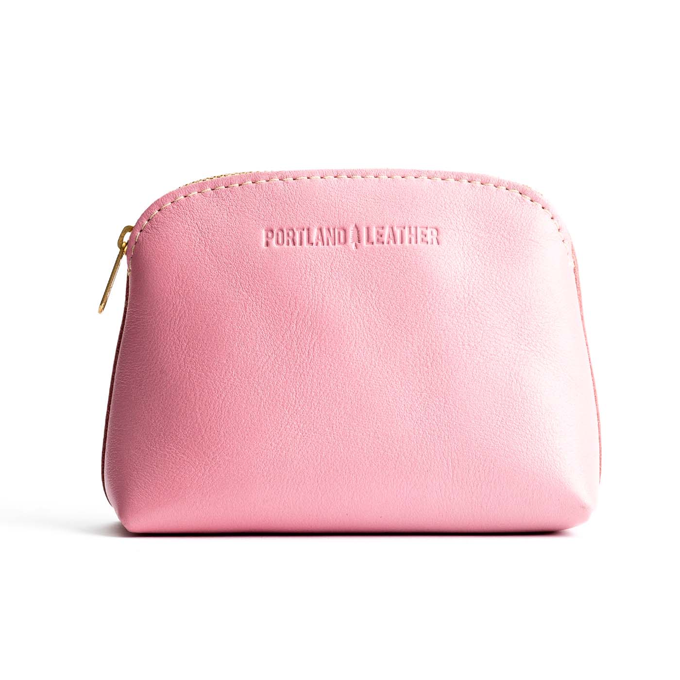 Vintage Pink*Classic | Compact leather pouch with top zipper
