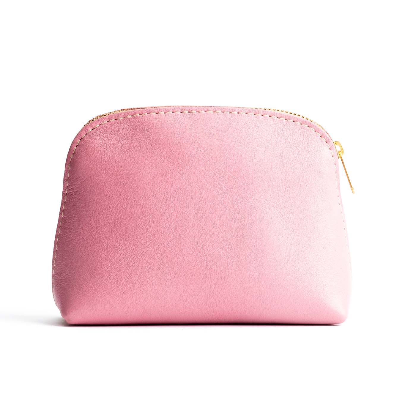 Vintage Pink*Classic | Compact leather pouch with top zipper