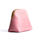 Vintage Pink Classic | Compact leather pouch with top zipper