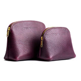 All Color: Plum | Compact leather pouch with top zipper