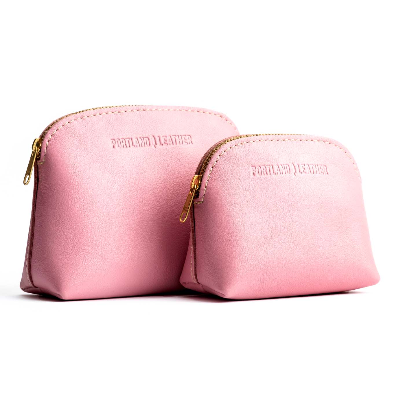 All Color: Vintage Pink | Compact leather pouch with top zipper