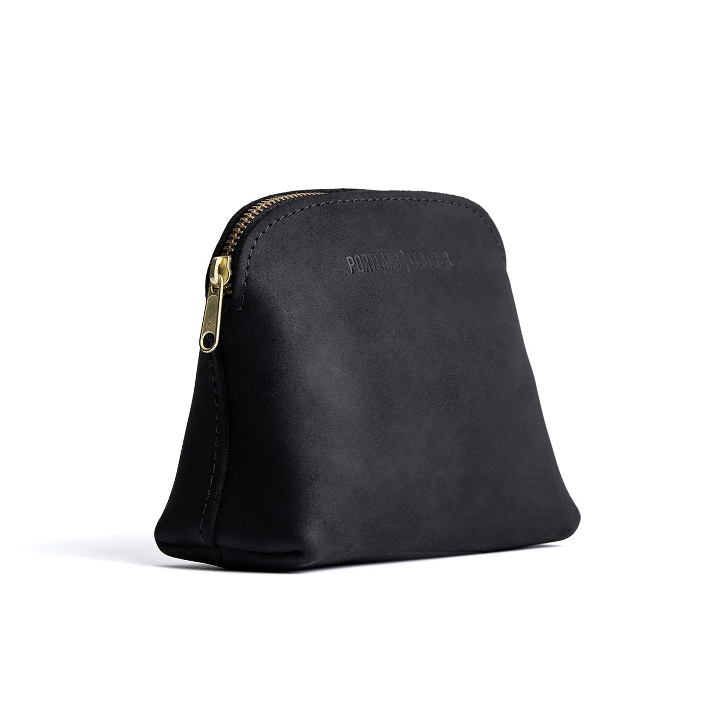 Shadow Black*Classic | Compact leather pouch with top zipper