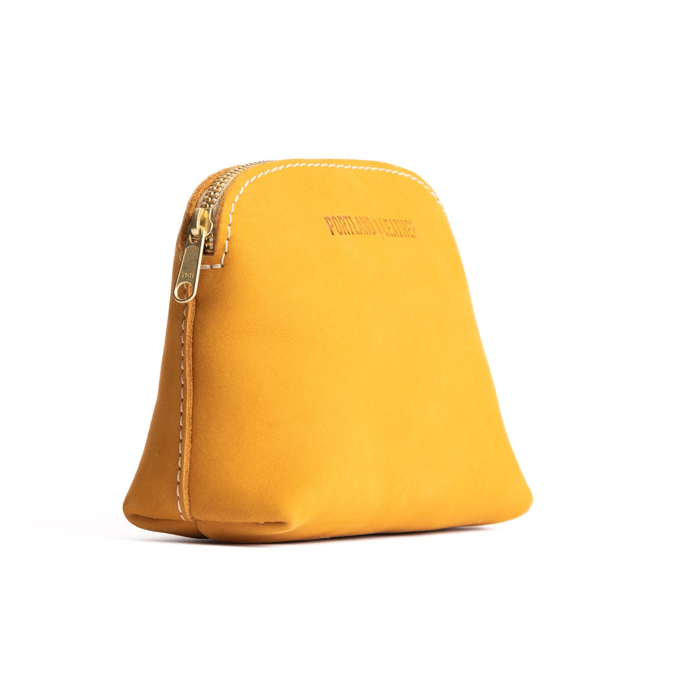 Turmeric*Classic | Compact leather pouch with top zipper