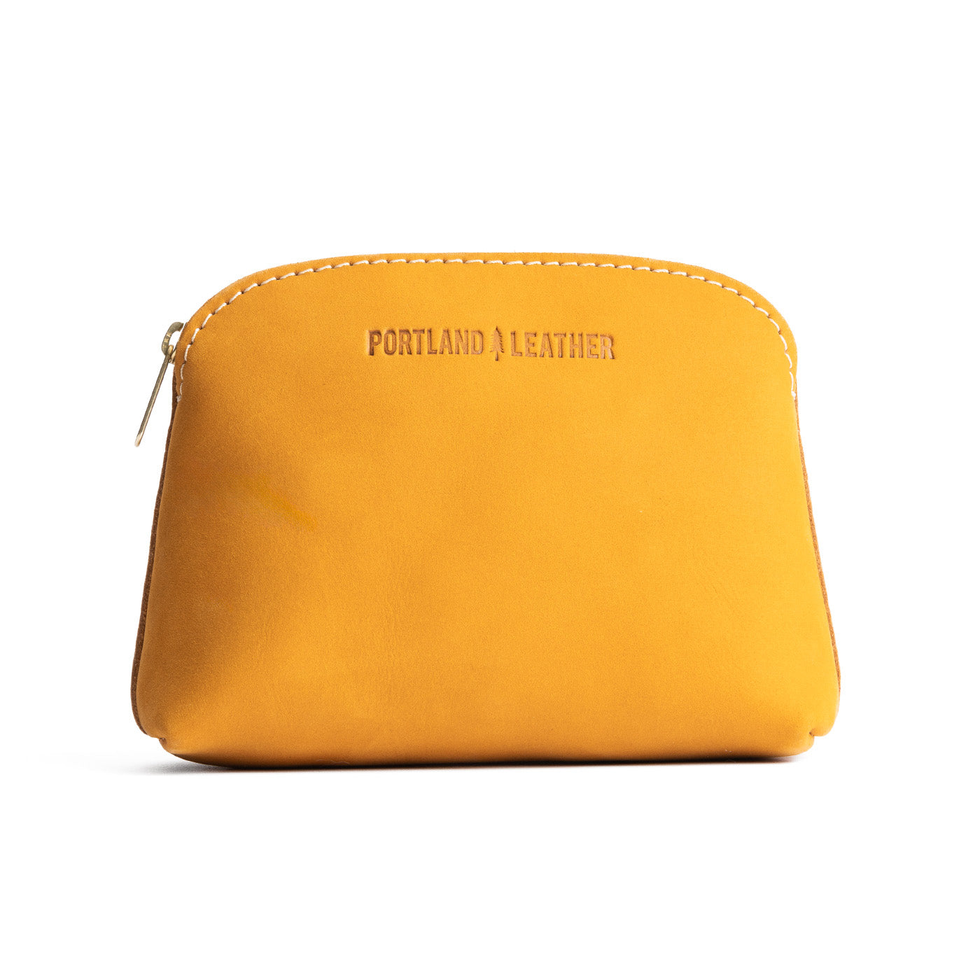 Turmeric*Classic | Compact leather pouch with top zipper