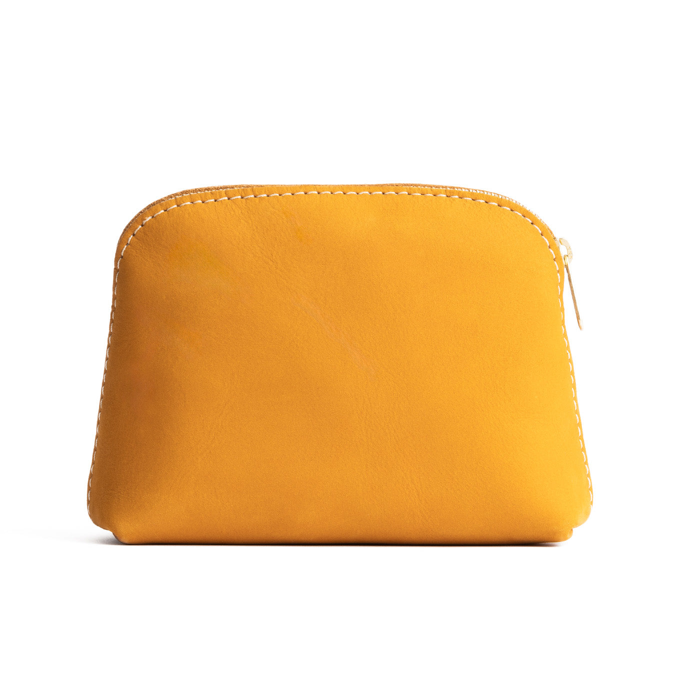 Turmeric*Classic | Compact leather pouch with top zipper