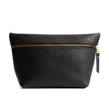 Black Extra Large | Large leather makeup bag with zipper