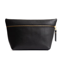 Black*Extra Large | Large leather makeup bag with zipper