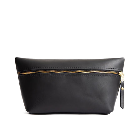 Black*Large | Large leather makeup bag with zipper
