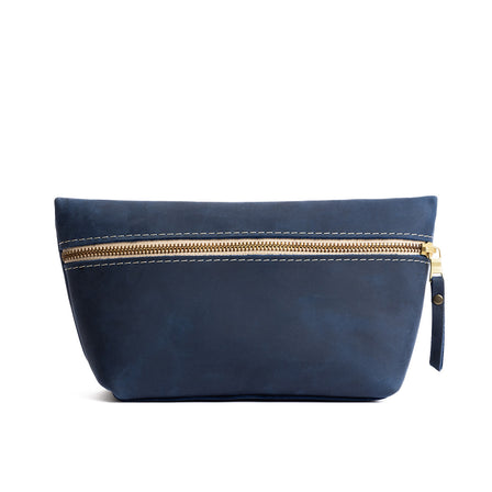 Deep Water*Large | Large leather makeup bag with zipper