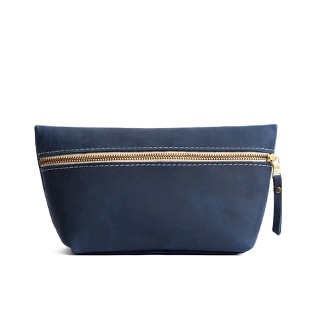 Deep Water*Extra Large | Large leather makeup bag with zipper