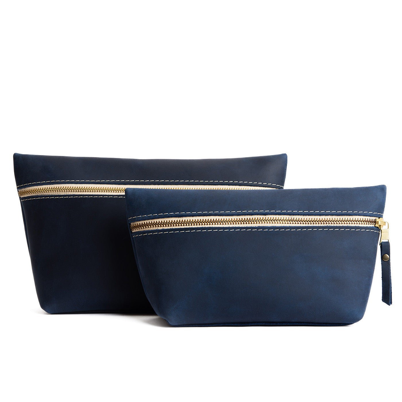 Deep Water | Large leather makeup bag with zipper