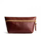 Cognac Large | Large leather makeup bag with zipper