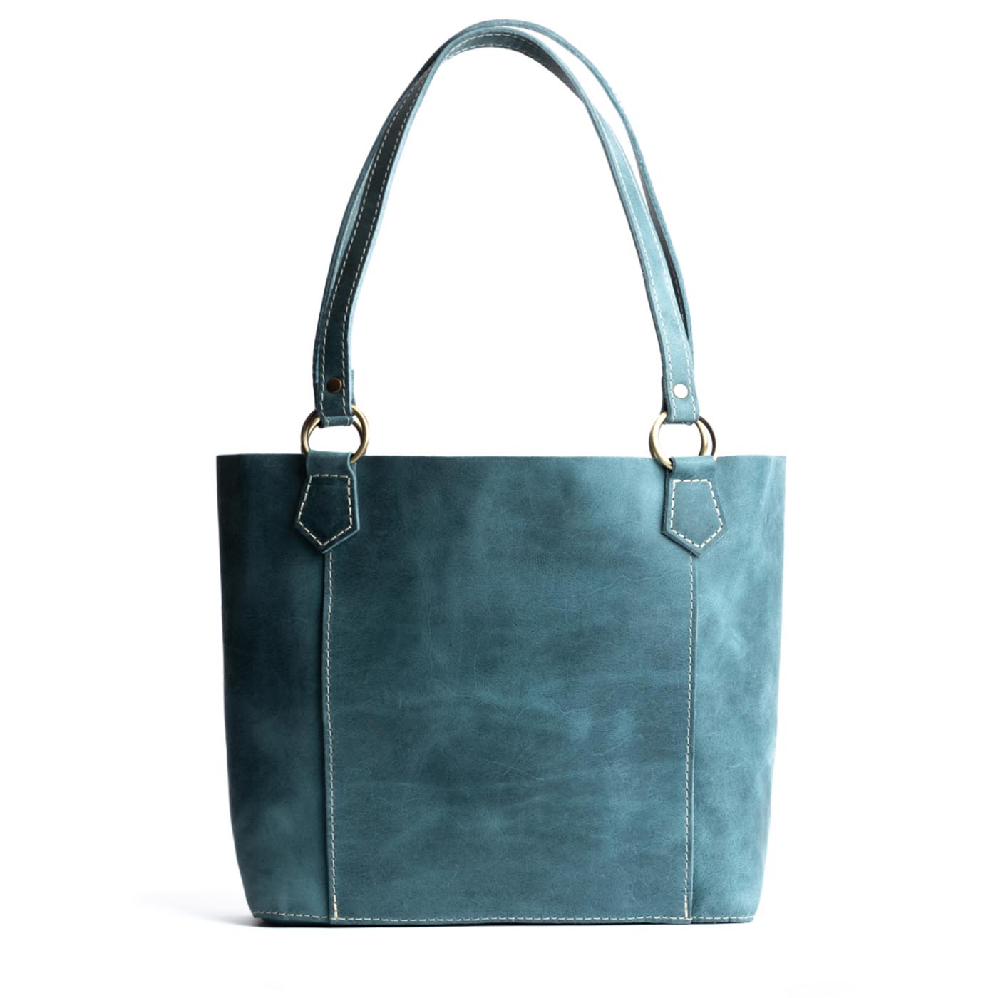 Aqua | Medium tote bag with antiqued brass toned hardware and front pocket