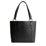 Black | Medium tote bag with antiqued brass toned hardware and front pocket