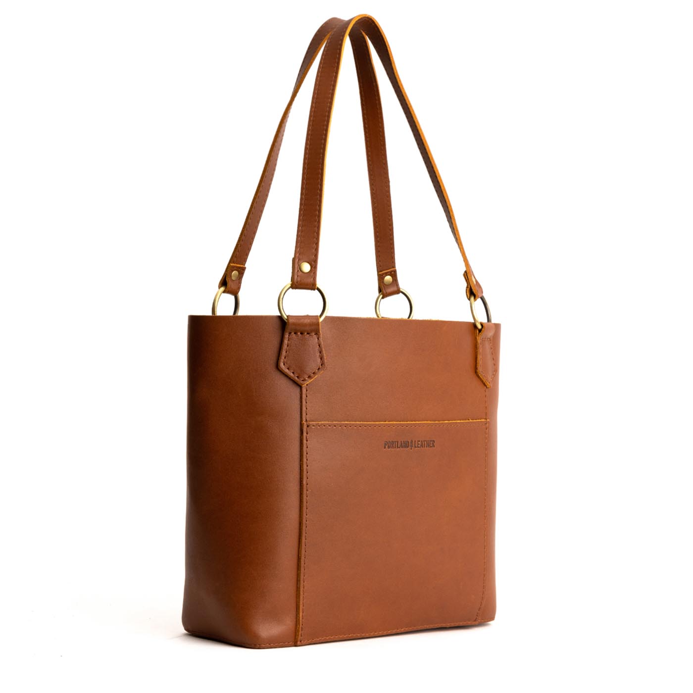 Honey | Medium tote bag with antiqued brass toned hardware and front pocket