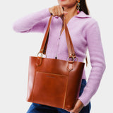 Madrone | Medium tote bag with antiqued brass toned hardware and front pocket