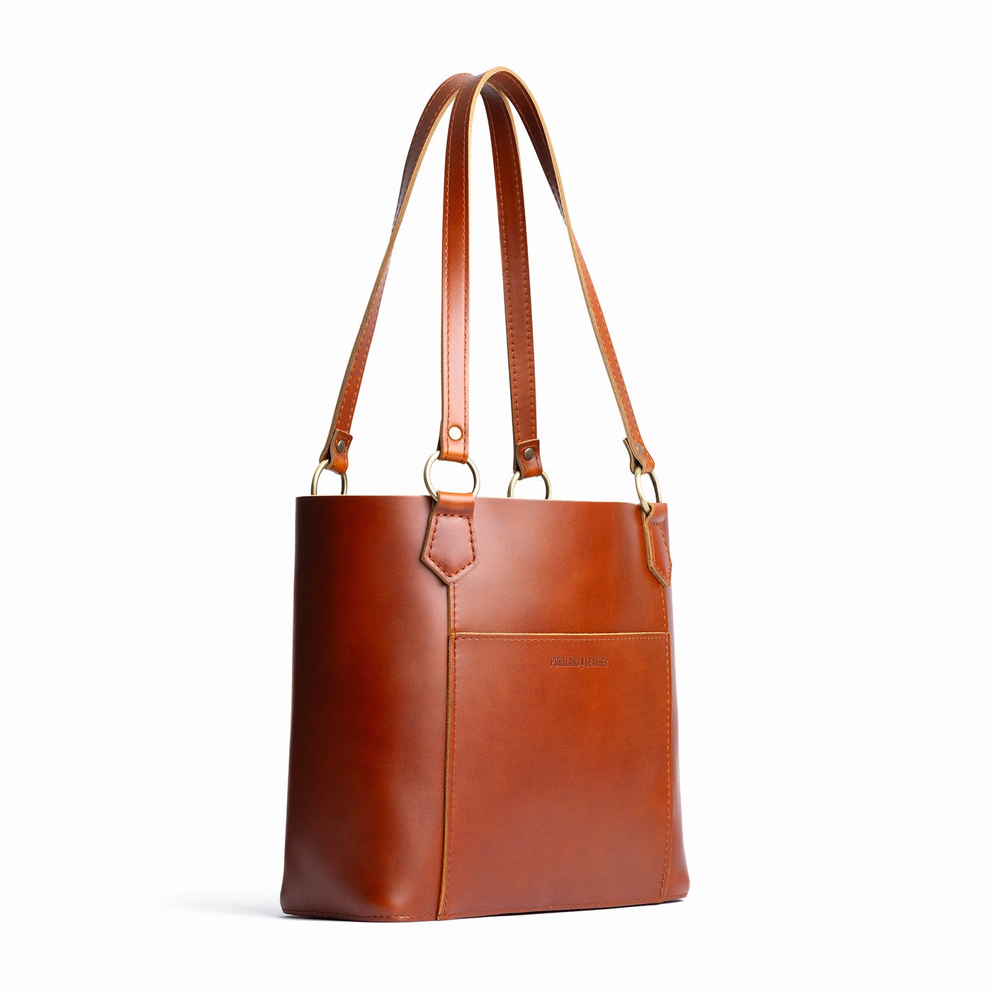 Madrone | Medium tote bag with antiqued brass toned hardware and front pocket