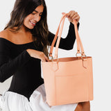 Mamey | Medium tote bag with antiqued brass toned hardware and front pocket