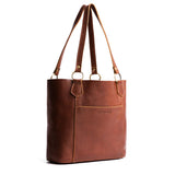 Nutmeg | Medium tote bag with antiqued brass toned hardware and front pocket