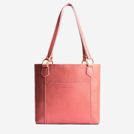 Watermelon | Medium tote bag with antiqued brass toned hardware and front pocket