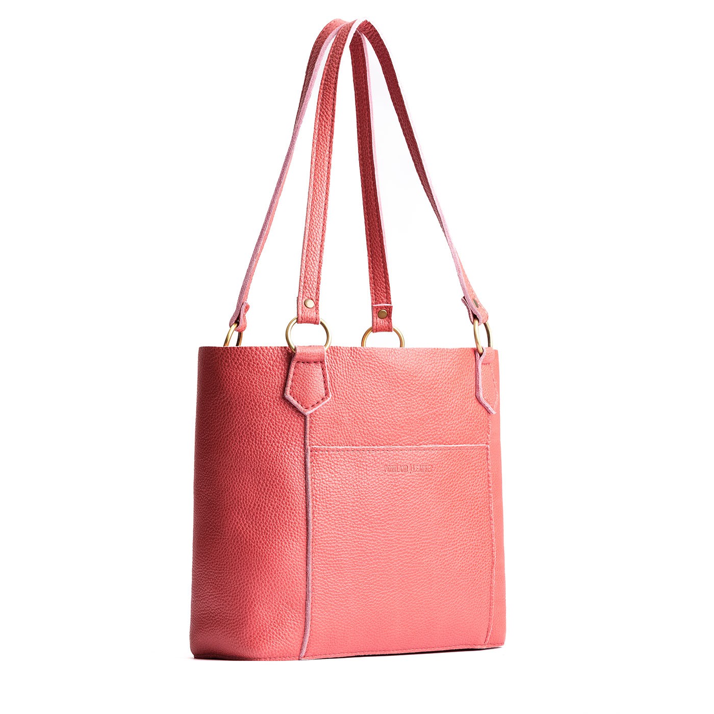 Watermelon | Medium tote bag with antiqued brass toned hardware and front pocket