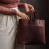 Merlot Classic | Midsize crossbody tote with handles and a pocket