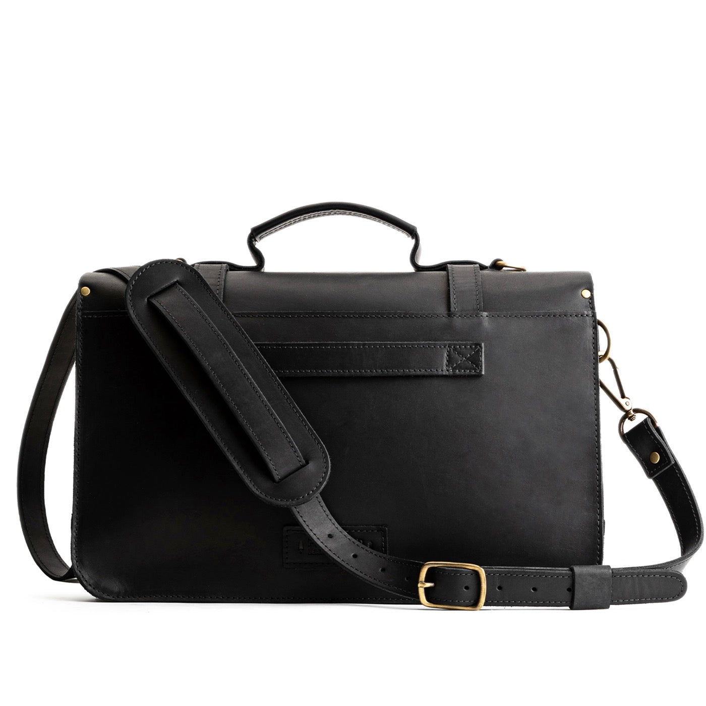 Black | Traditional messenger bag with multi buckle closure and crossbody strap