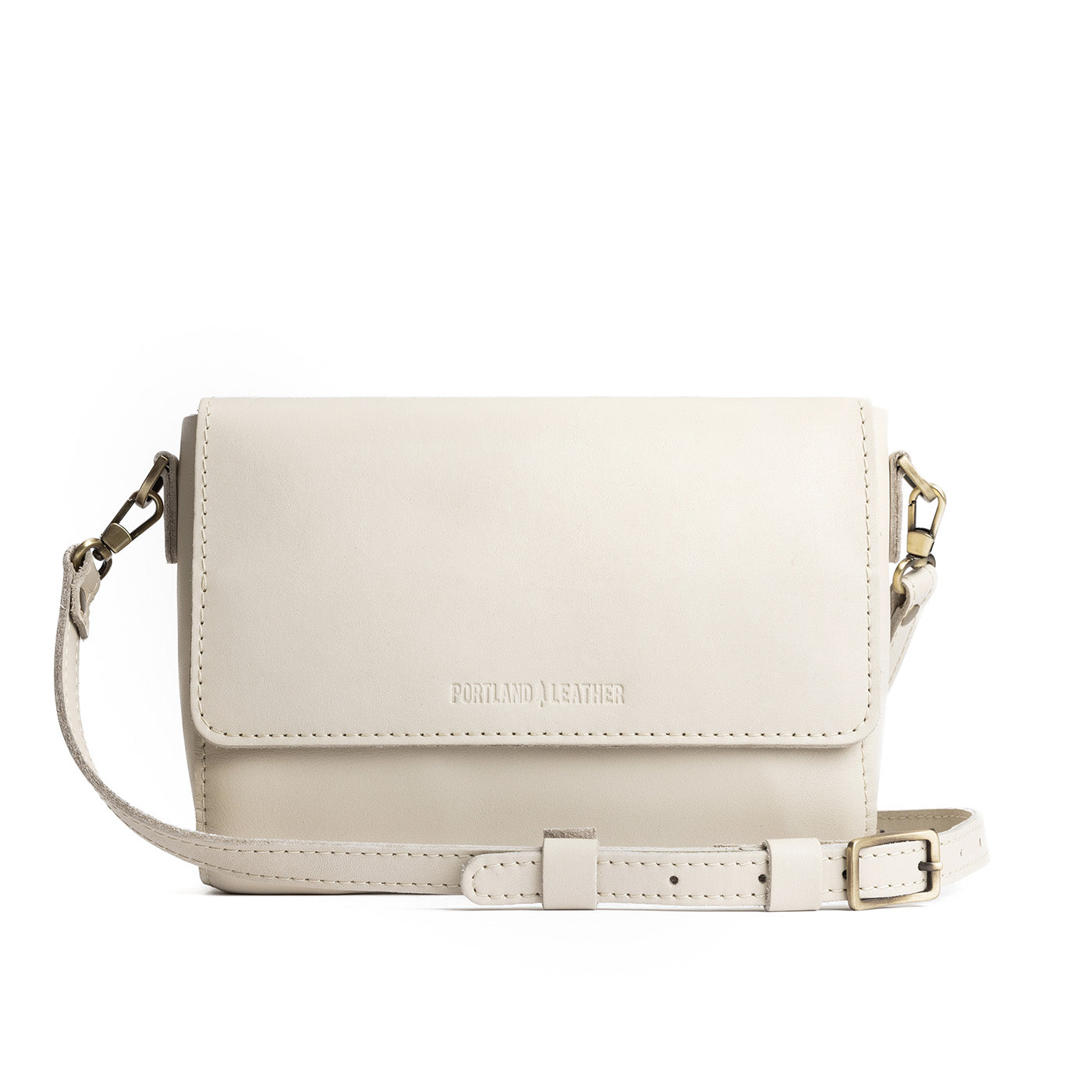 Bone*Medium  | Leather Crossbody Bag with Magnetic Messenger Bag Closure