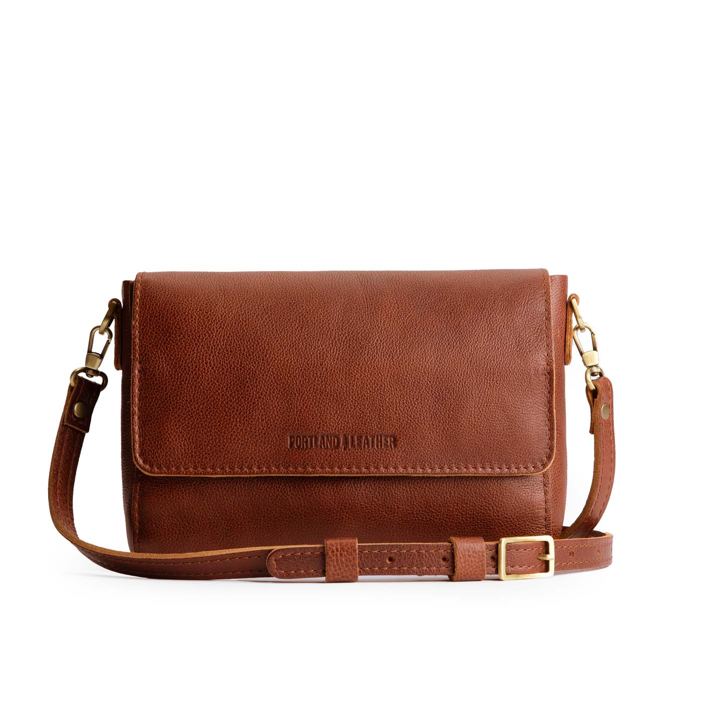 Nutmeg*Medium  | Leather Crossbody Bag with Magnetic Messenger Bag Closure