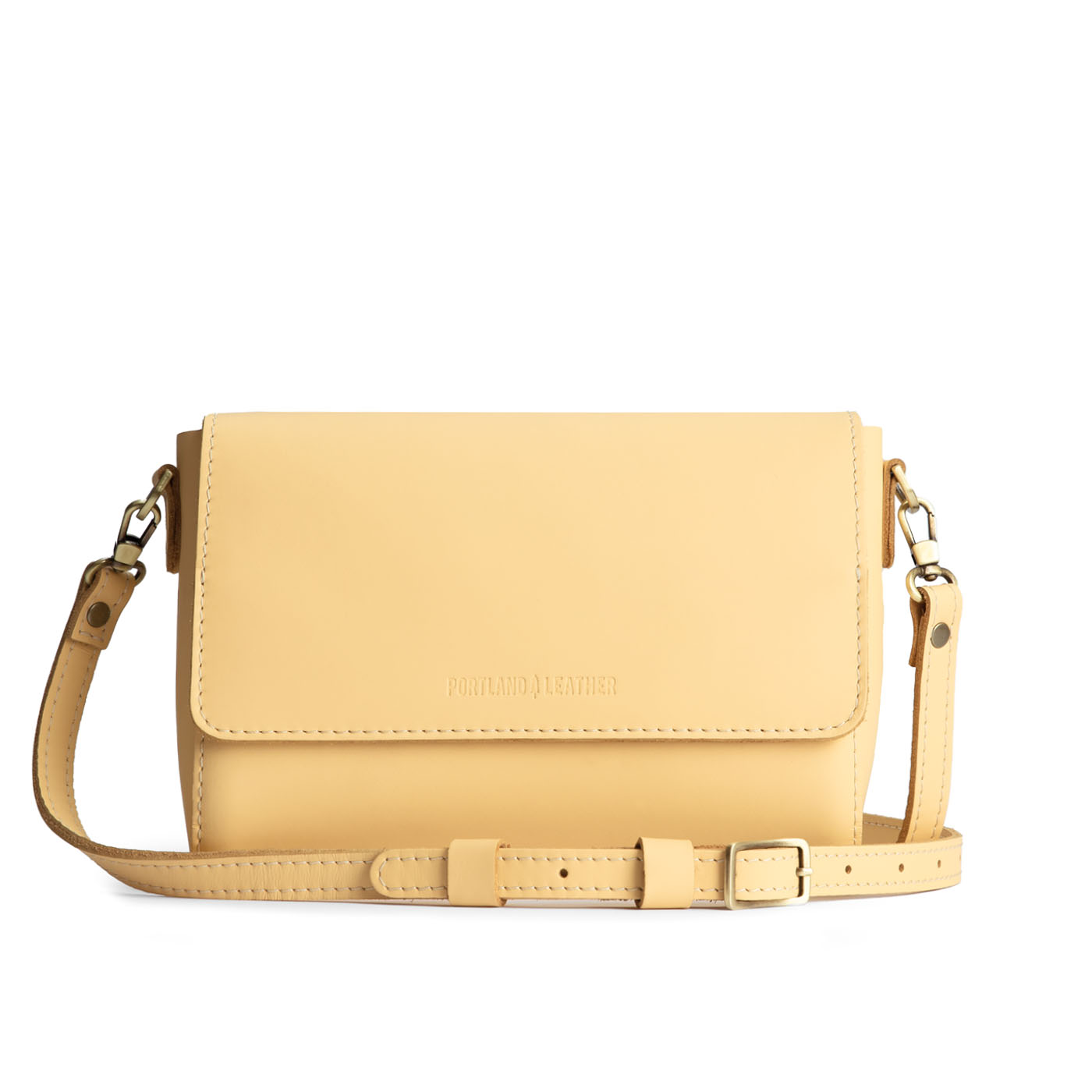 Vanilla*Medium  | Leather Crossbody Bag with Magnetic Messenger Bag Closure