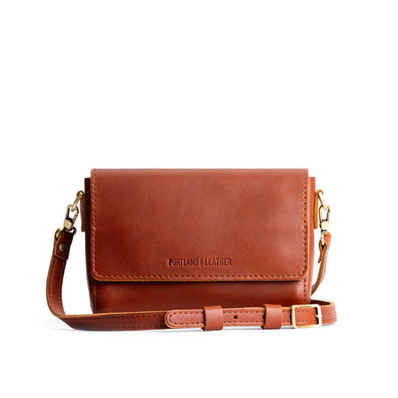 Chestnut*Medium | Leather Crossbody Bag with Magnetic Messenger Bag Closure