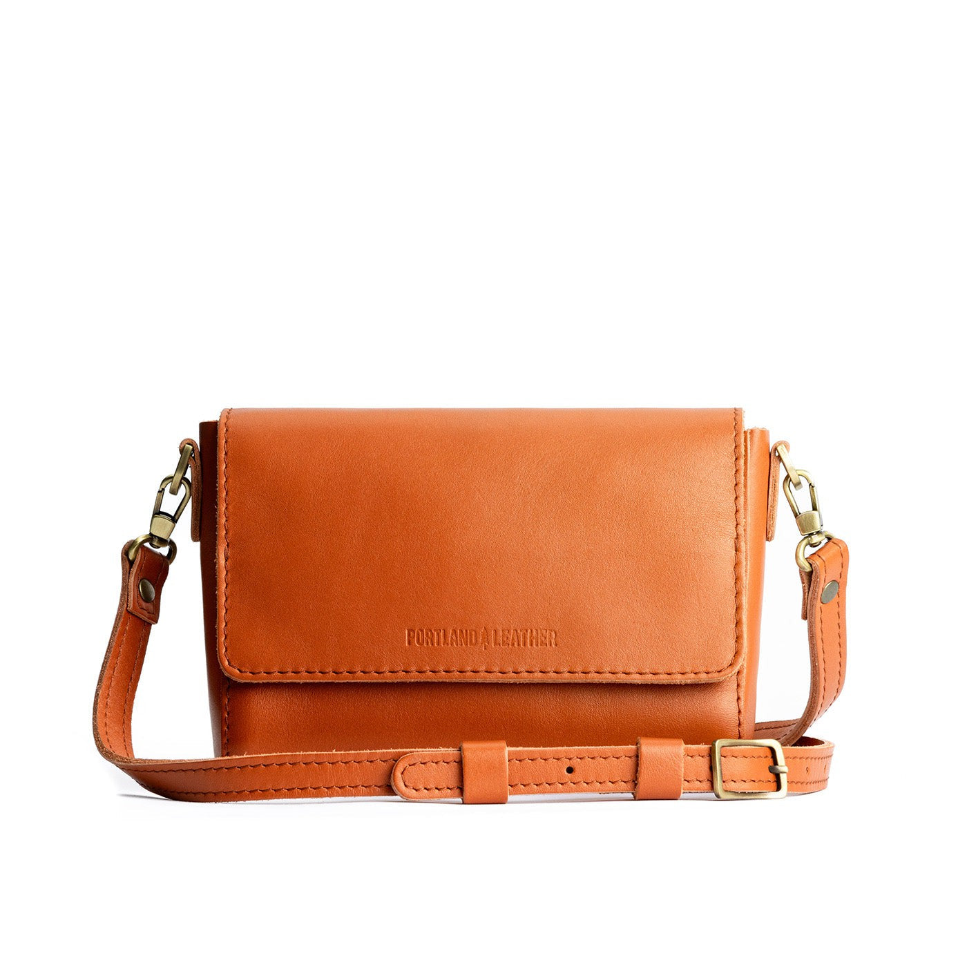 Persimmon*Mini | Leather Crossbody Bag with Magnetic Messenger Bag Closure