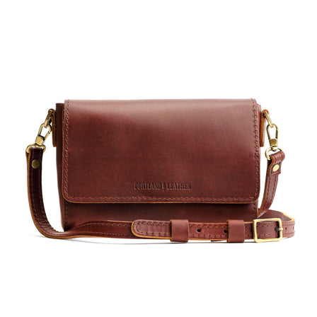 Cognac*Mini | Small Leather Crossbody Bag with Magnetic Messenger Bag Closure