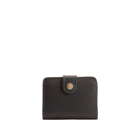 Black | Small leather bifold wallet with snap closed