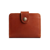 Chestnut | Small leather bifold wallet with snap closed