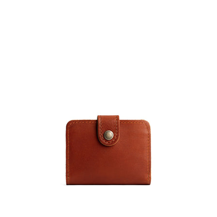 Chestnut | Small leather wallet with snap closed