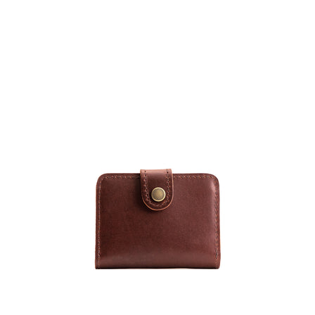 Cognac | Small leather wallet with snap closed