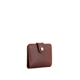 Cognac | Small leather wallet with snap closed