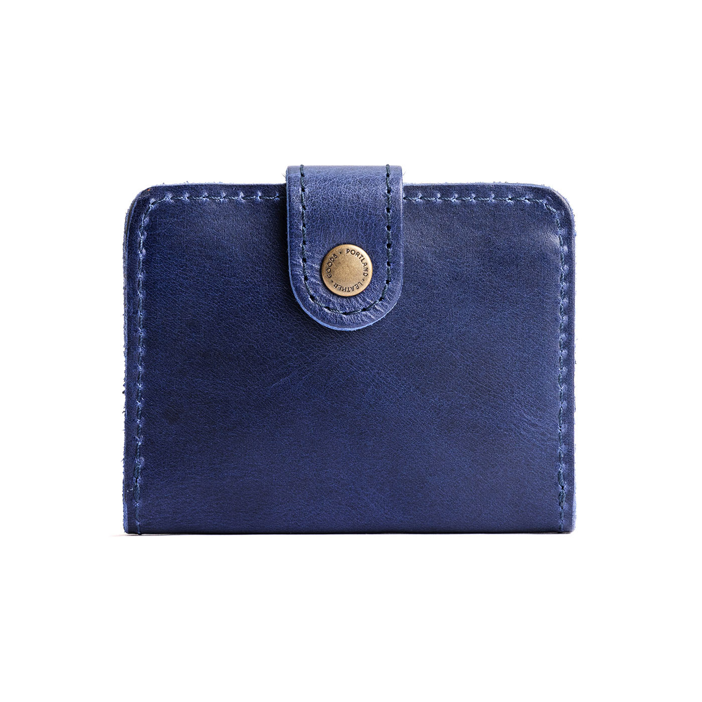 Cowboy Blue | Small leather bifold wallet with snap closed